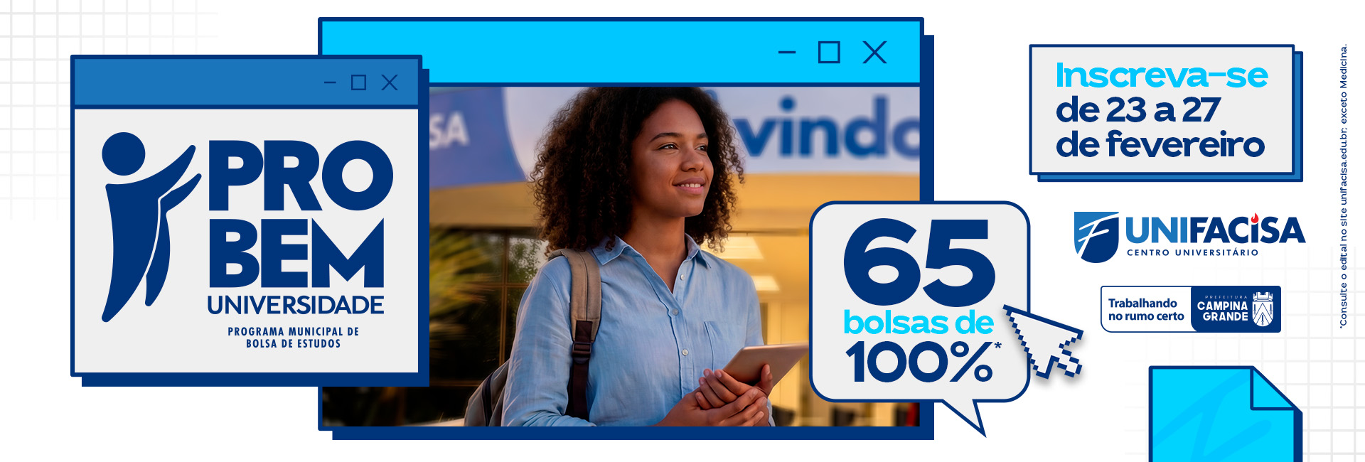 Inscri&ccedil;&otilde;es abertas para o PROBEM com mais de 60 bolsas integrais na Unifacisa